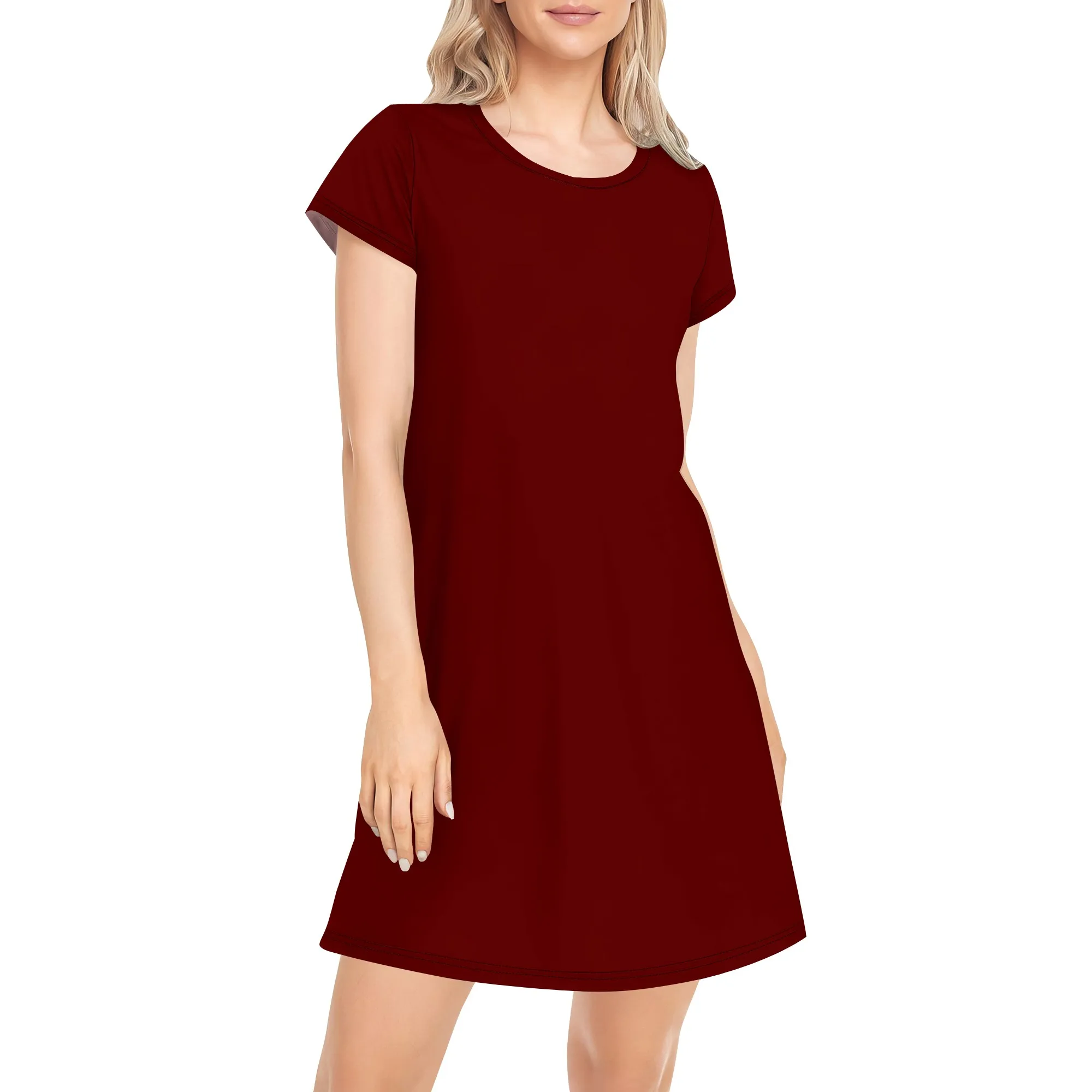 Robes t-shirt décontractées d'été pour femmes, couverture à manches courtes, robe ample de plage