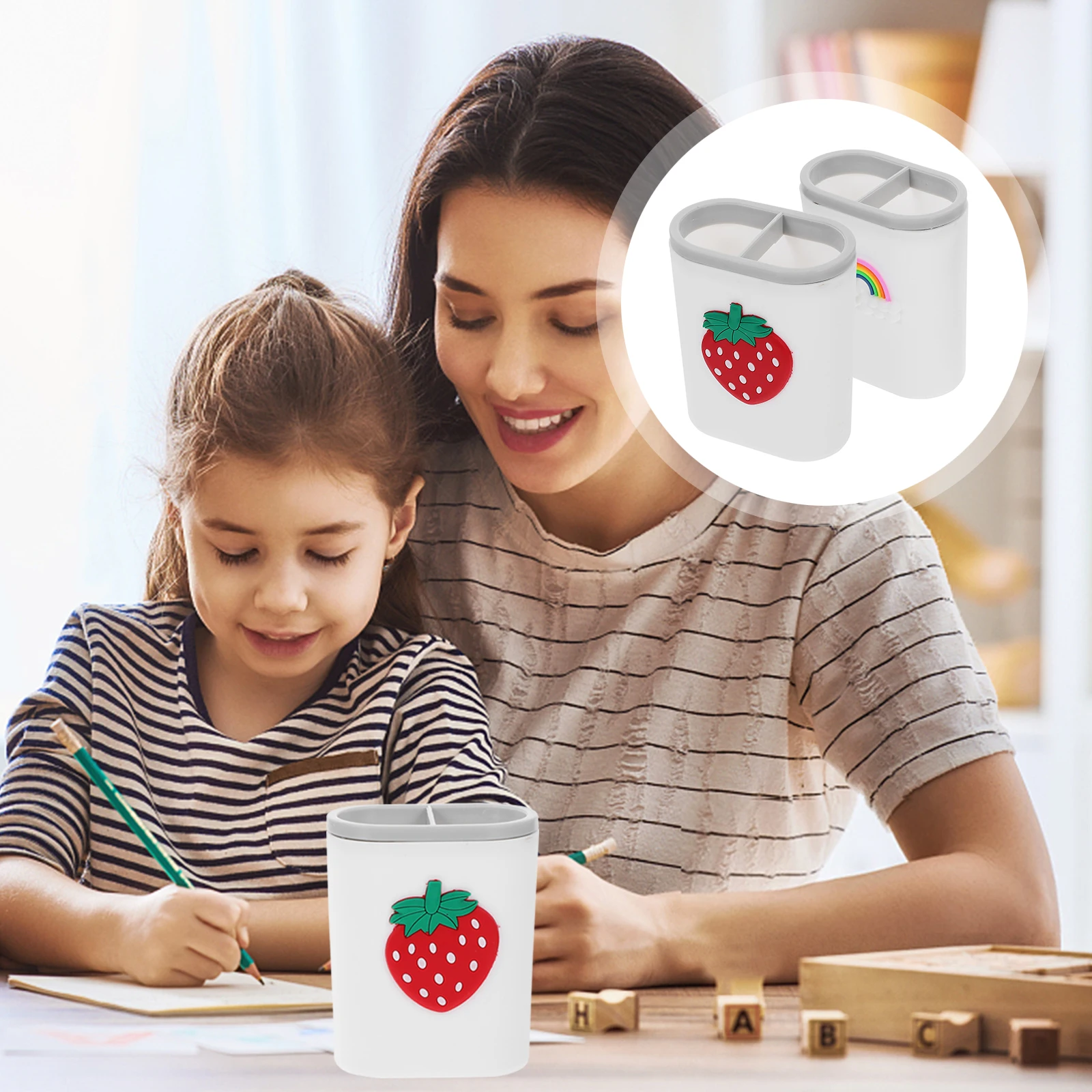 

2Pcs Pen Holder Pencil Organizer Storage Box Desktop Accessories for Office Home Car Bar Bookstore Organizer with Large