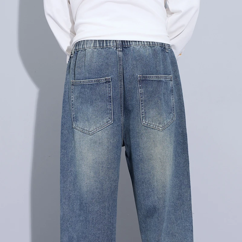 2024 Nieuwe Herenmode Jeans Koreaanse Stijl Effen Kleur Losse Rechte Wijde Pijpen Casual Denim Lange Broek Klassieke Stijl Man