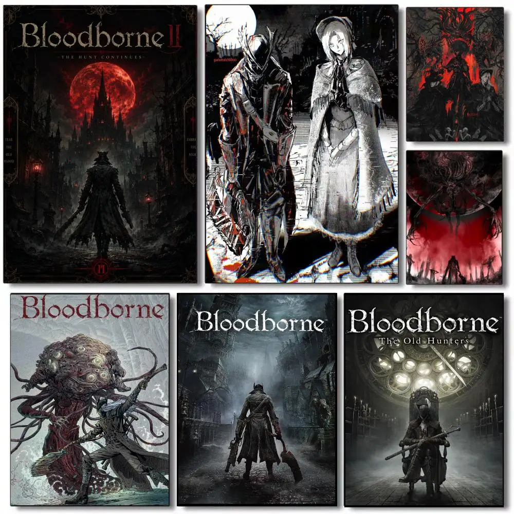 Bloodborne Game Poster Self-adhesive Advanced Aesthetic Printing Paper Wall Art for Living Room Home Decor