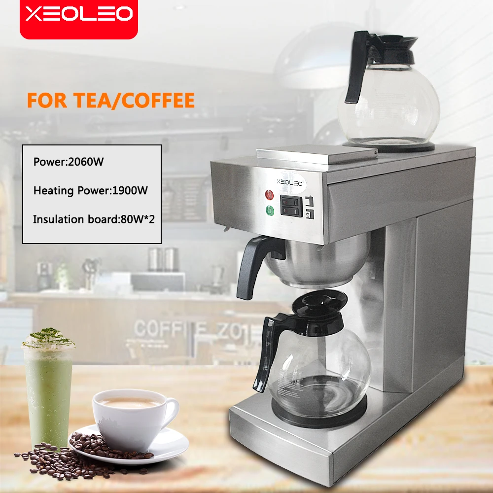 Xeoleo Commerical Coffee brewer Cafe American machine hot plate Full-Automatic Coffee machine with Coffee Pot Coffee maker