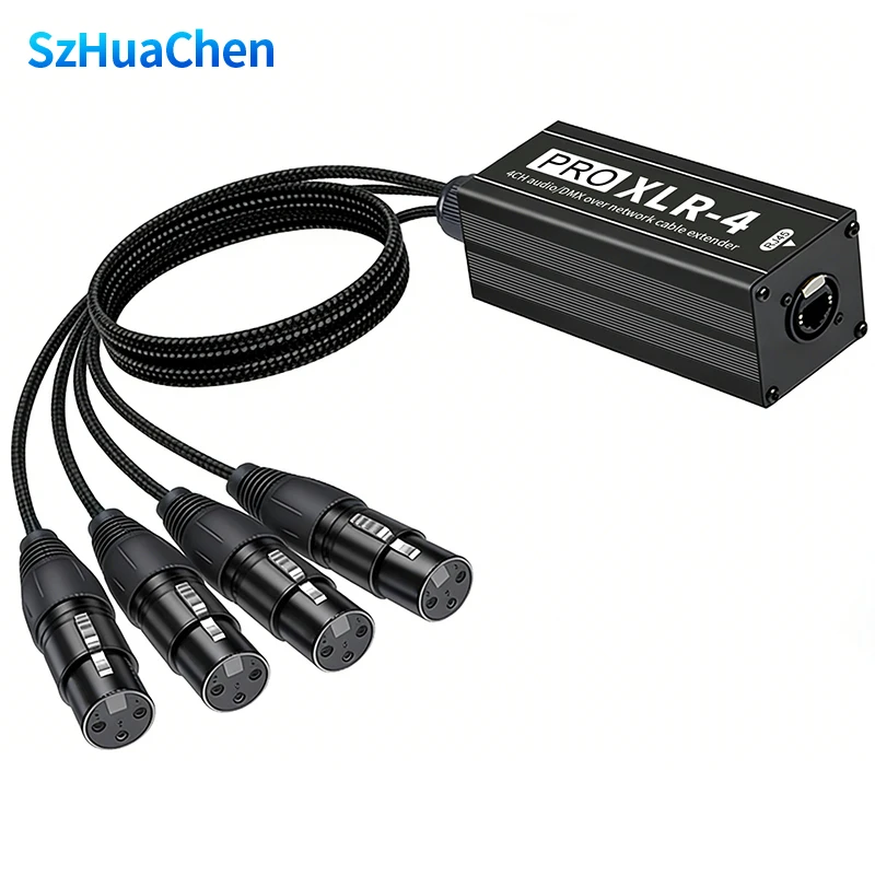 XLR to RJ45 4 Channel Audio Extender Durable STP Cat5 Cat6 Cat7 for Stage Sound Lighting RJ45 Audio Extender Audio Gear