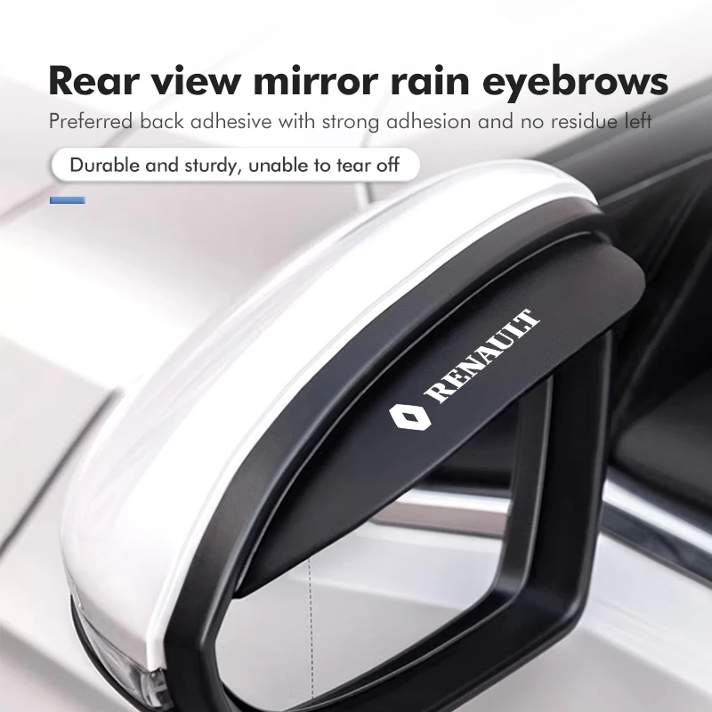 2pcs Car Sun Visor Rearview Mirror Rain Eyebrow Shield Sticker For Renaul Clio Captur Sparco Megane Sandero Grand Sill Guard