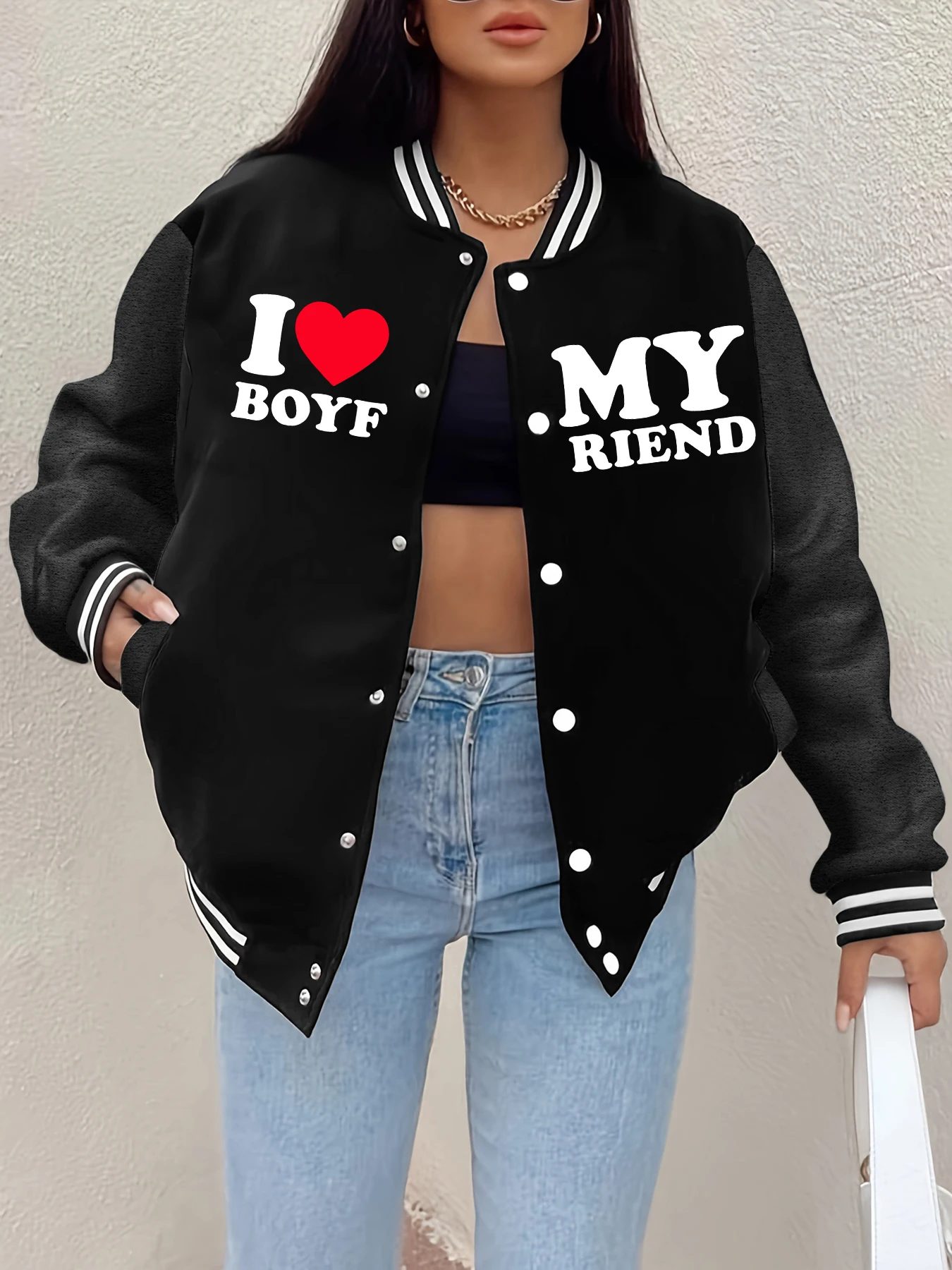 

Creative And Cute Line Dragon Prints Baseball Jersey Womens Autumn Casual Jackets Soft Street Sportswears Loose Hip Hop Jacket