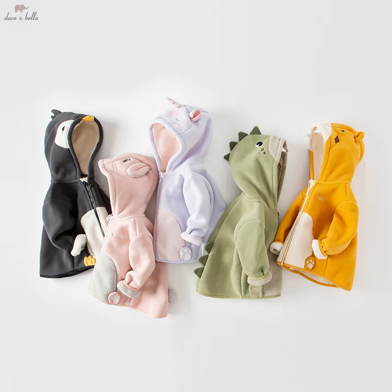 Dave Bella Children's Autumn Winter Warm Hooded Coat for Boys Girls Casual Soft Top Kids Warm Outdoor Outwear Jacket DBX14462
