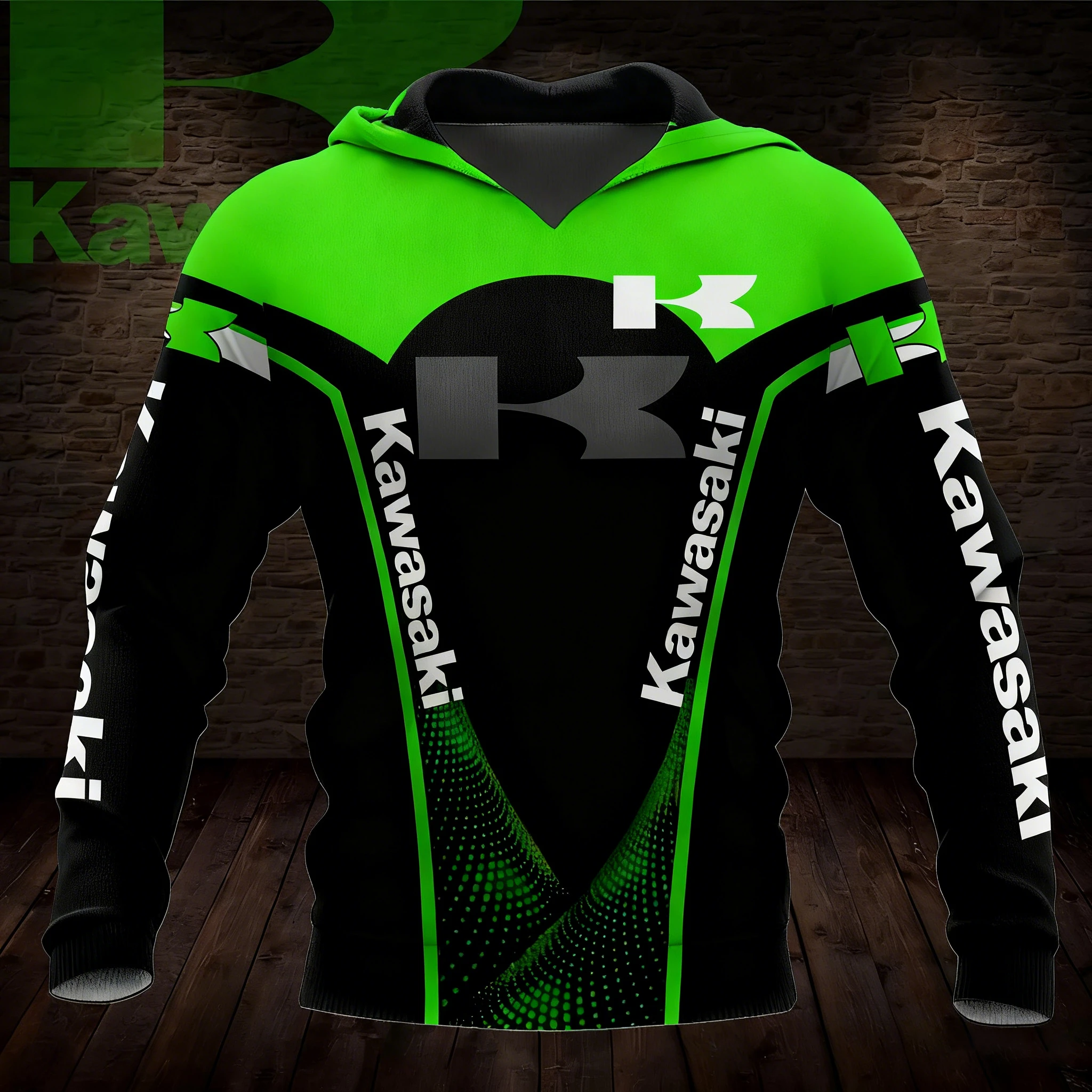 

2025 Men's Pullover Sweatshirt Hoodie Kawasaki Motorcycle Uniform Outdoor Street Extreme Sports Cycling Jersey Men Clothing