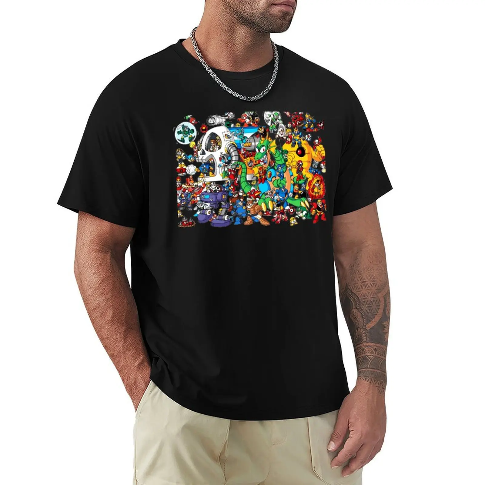 

Mega Man and all of his enemies T-Shirt Retro Graphic Print T-Shirt