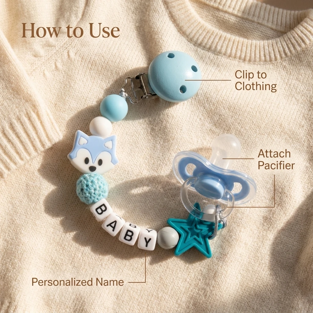 Personalized Fox Pacifier Clip BPA Free Food Grade Silicone Star Teether Holder Custom Name Handmade Dummy Chain Baby Gift
