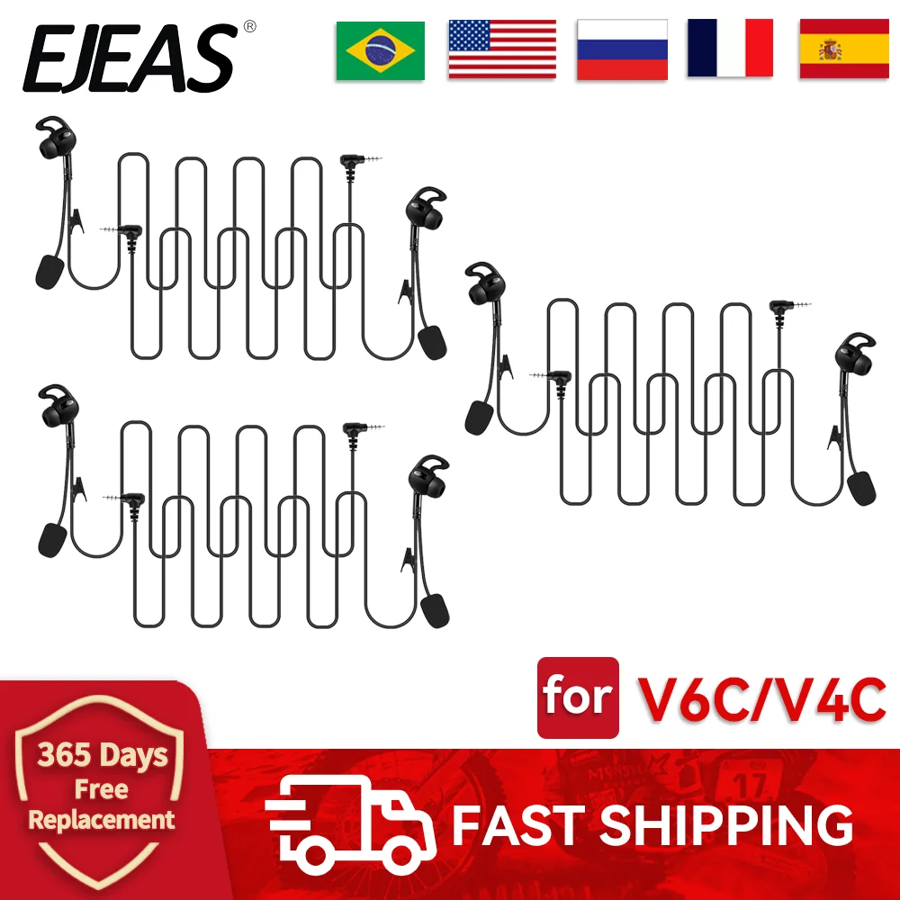 6/3/1PCS EJEAS V6C/V4C/FBIM Football Referee Hands Free Headset 3.5mm Interface In-ear Left/Right Earphone Interphone Accessory