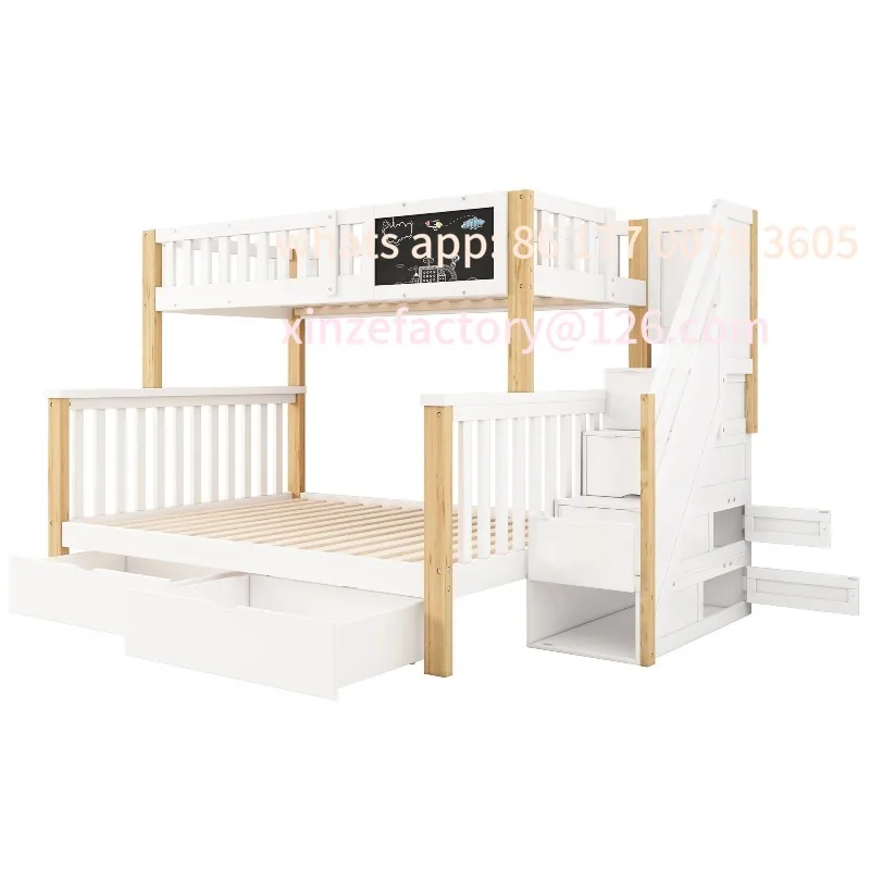 

Customizable Bunk Bed Frame, Teens Wood Double Bed, Multifunctional Kids Bed Frame, with Table and Drawers,without Maattress