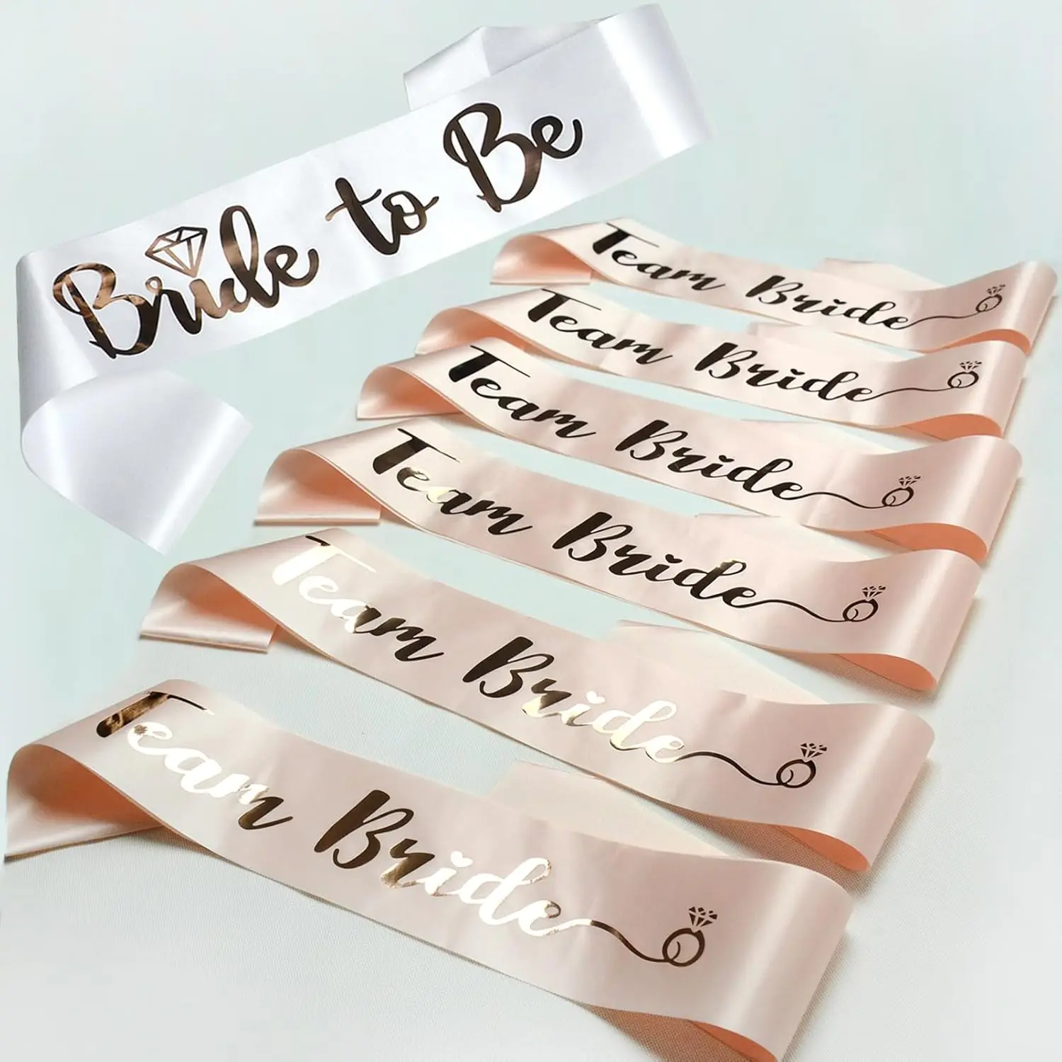 Rose Gold Bachelorette Party Decor Kit Bride To Be Veil Sash Tiara Heart Sunglasses Team Bride Hen Party Bridal Shower Supplies - view 4