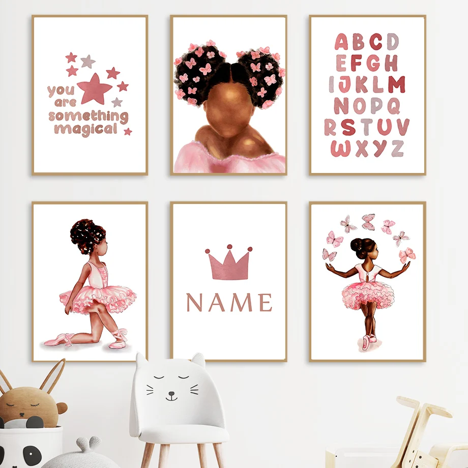 

Custom Name Ballet Girl Butterfly Numbers Personalized Nursery Posters And Prints Canvas Painting Wall Pictures Kids Room Decor