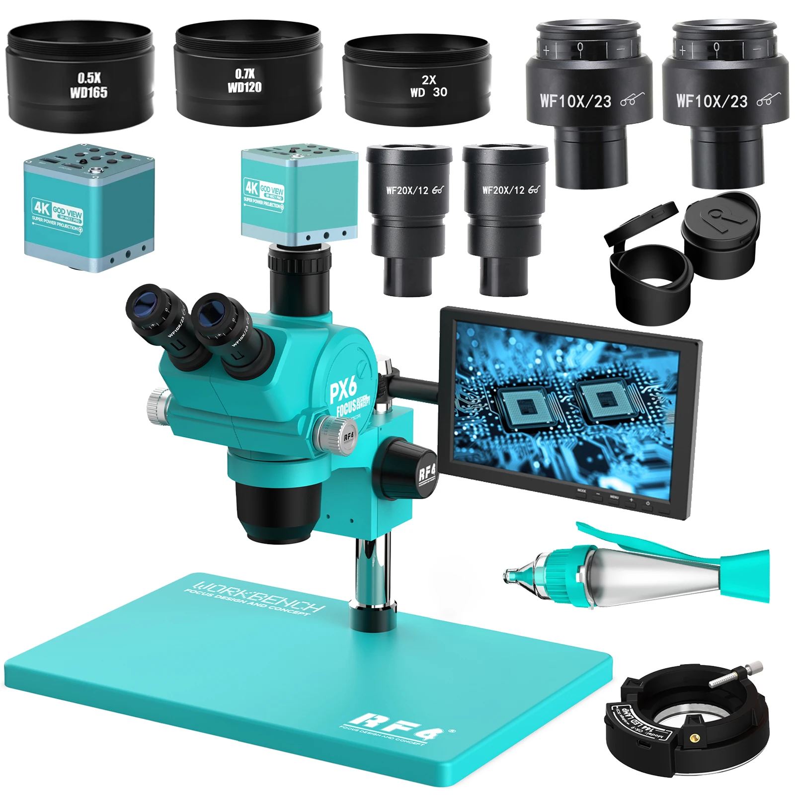 

RF4-PX6 Mobile Phone Repair Microscope With HDMI 4K High-Definition Camera And 10-Inch Display Screen Magnifying Glass