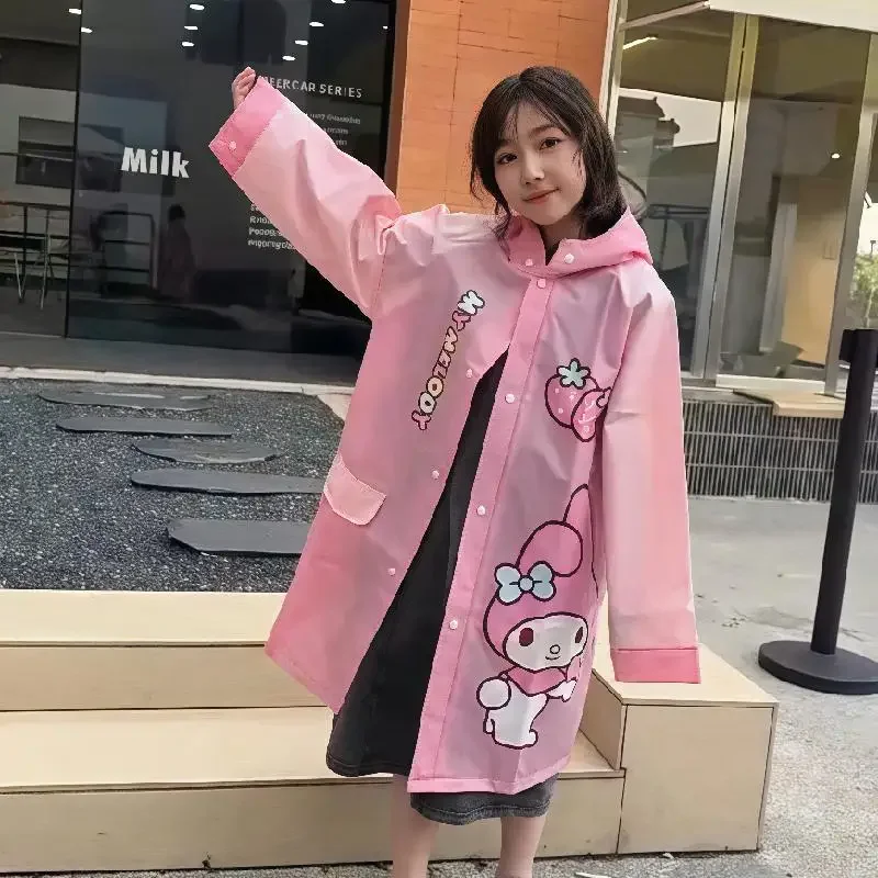

Sanrio Raincoat Hello Kitty Waterproof Clothing Kuromi Girl Cartoon Cute Girl Poncho Wearable In All Seasons Rain Prevention