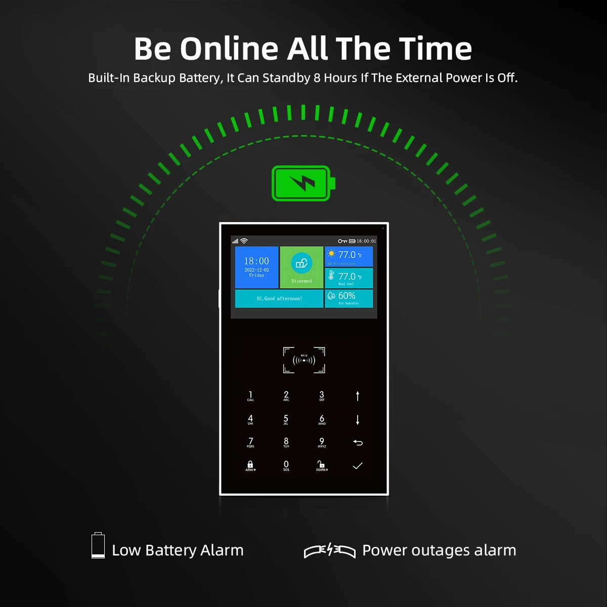 Alarme MULO 4G Tuya Sistema de alarme doméstico inteligente WIFI GSM 4,3 polegadas Temperatura e umidade PG-109 para Alexa e Google Burglar Home
