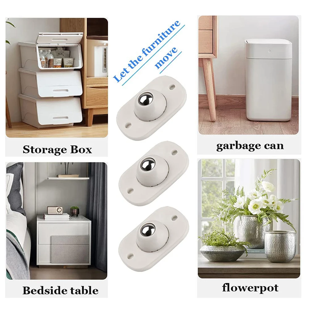 12Pcs Wheels for Furniture 360 Degree Rotation Self Adhesive Caster Home Swivel Universal Wheel Self-Adhesive Furniture Rollers