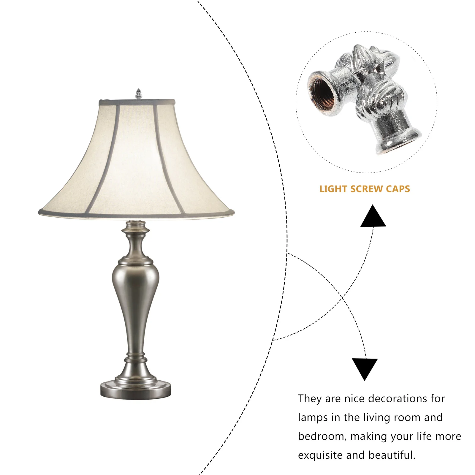6 قطعة مصباح Finials النحاس إنهاء الصلبة المعادن ضوء المسمار قبعات للثريات مُثبتة في السقف غطاء مصباح حامل ديكور