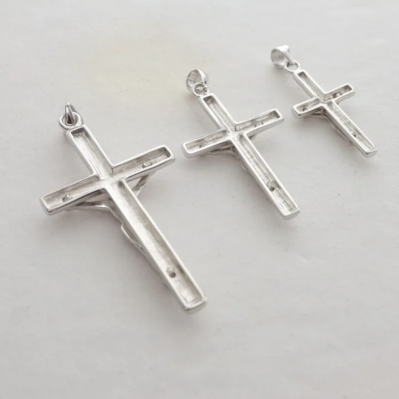 S925 Sterling Silver Pendants For Women Men New Fashion Christ Prayer Crucifixion Of Jesus Cross Argentum Jewelry