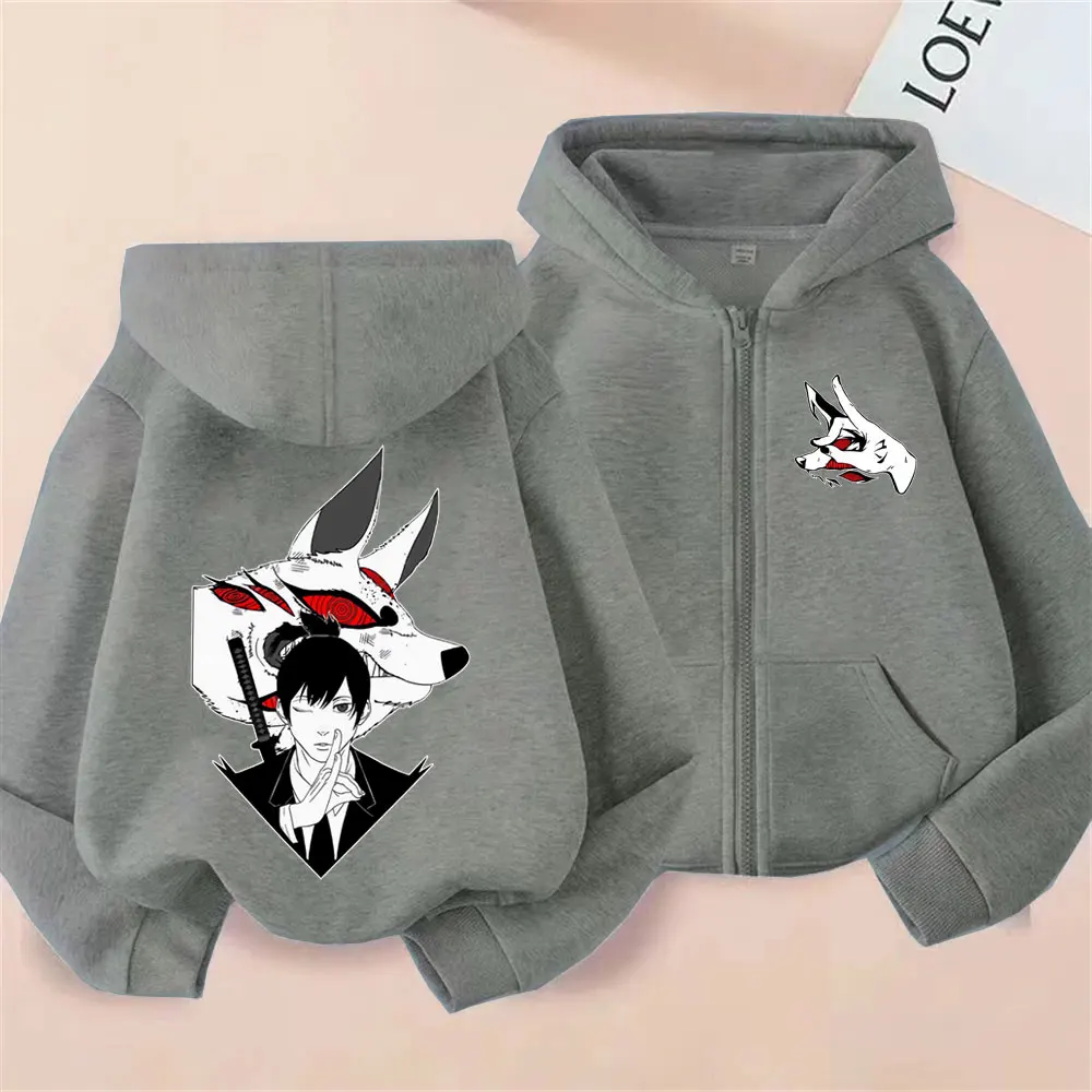 أنيمي بالمنشار رجل هاياكاوا آكي استدعاء الثعلب الشيطان كون الجرافيك قلنسوة بسحاب الرجال النساء موضة مانغا عشاق ميرش زمم سترة