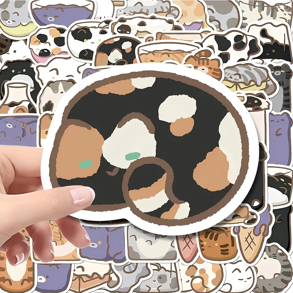 10/30/68pcs Creatieve Cartoon Vloeibare Kat Stickers Leuk Katje Abstract Sticker voor Koffer Briefpapier Bagage Decoratie sticker