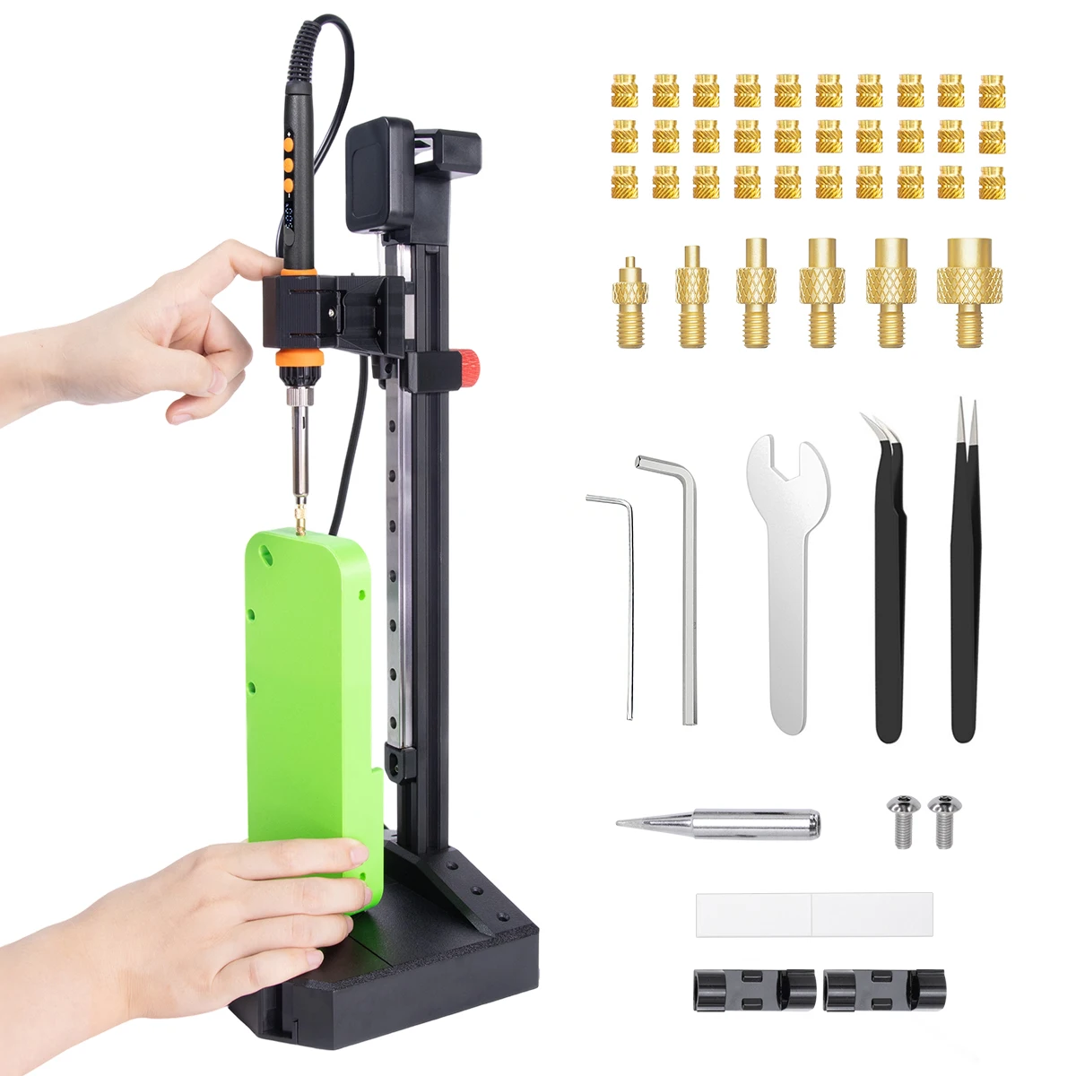 

Mintion Vertical Implanter Pro Thermoset Insert Press with 90W Soldering Iron30 Brass Nut Threaded Inserts for 3D Printed Parts