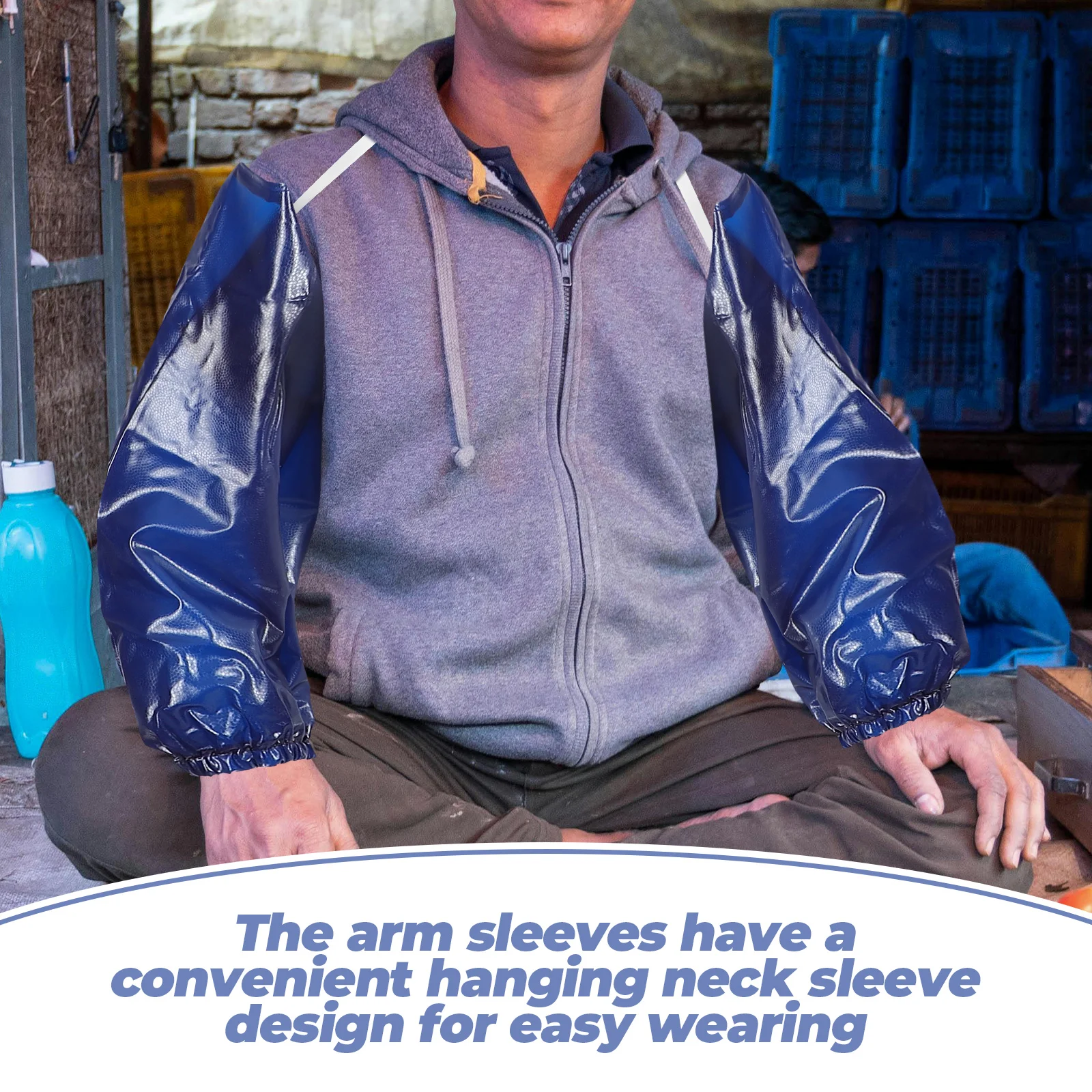 

Oil Proof Arm Sleeves PVC Waterproof Long Gloves for Gardening Fishing Farming Pond Cleaning Work Full Arm Protection