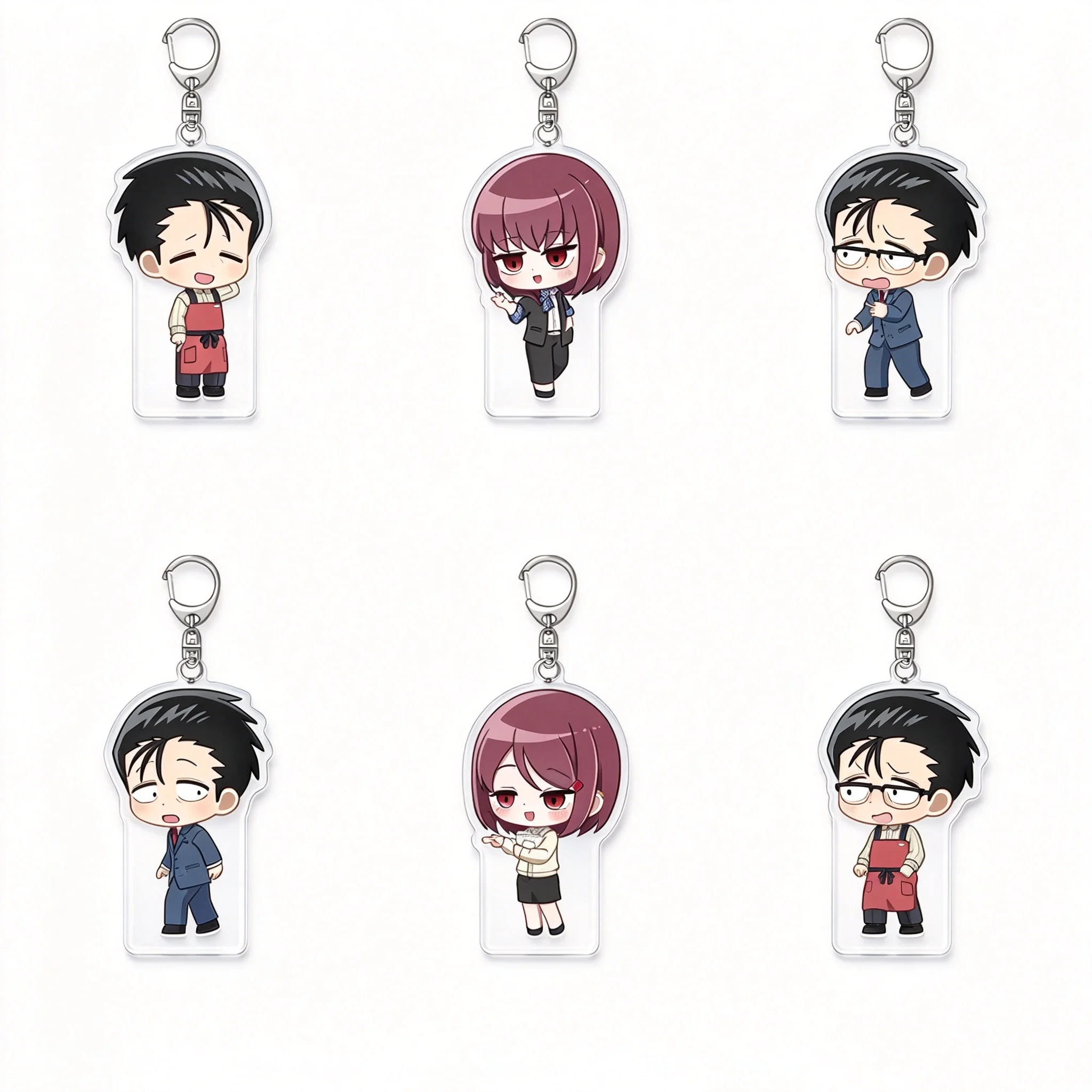 Anime Smoking Behind the Supermarket with You Sasaki Yamada Q-Style Acrylic Pendant Keychains Bag Decorations 6CM