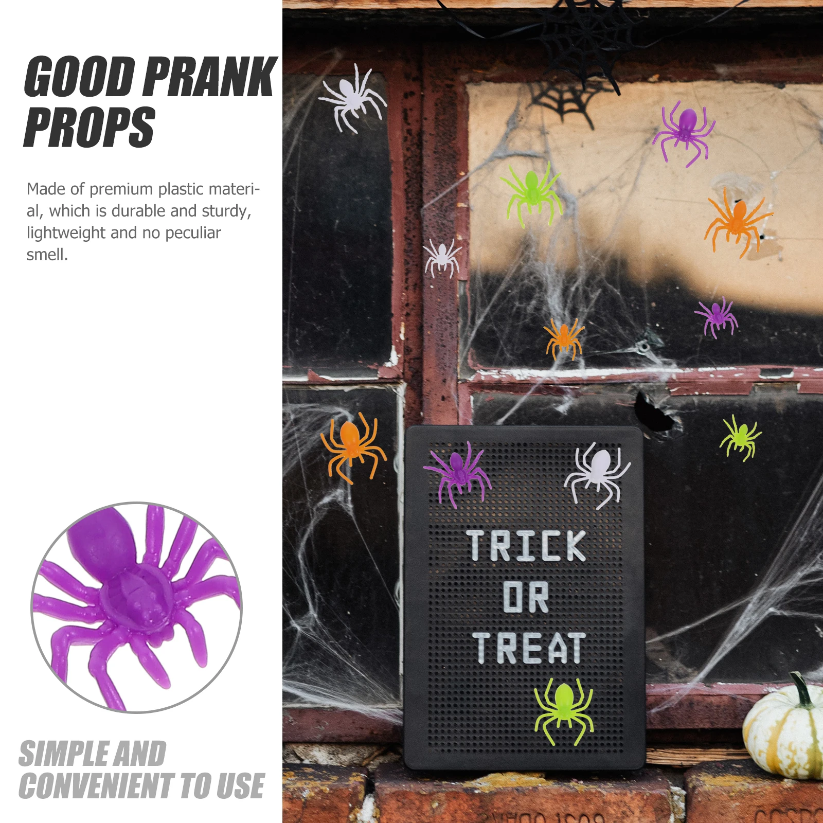 

200 Pcs Mini Spider Toys Plastic Spiders Halloween Prank Props Fake Colorful Minirature Office