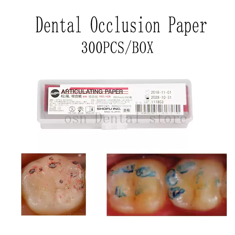 SHOFU Dental Articulating Paper 300pcs Dental Occlusion Paper Red Articulating Film for Teeth Occlusal Check Dentist Clinic Use