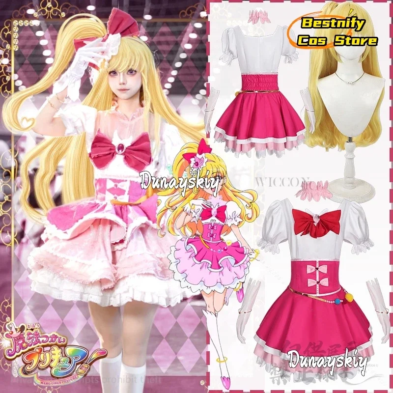 

CosplayMaho Girls Precure! Cosplay Asahina Mirai Anime Cure Miracle Costume Lovely Cute Cake Dress Pink Jirai Kei Girls Wigs Cus