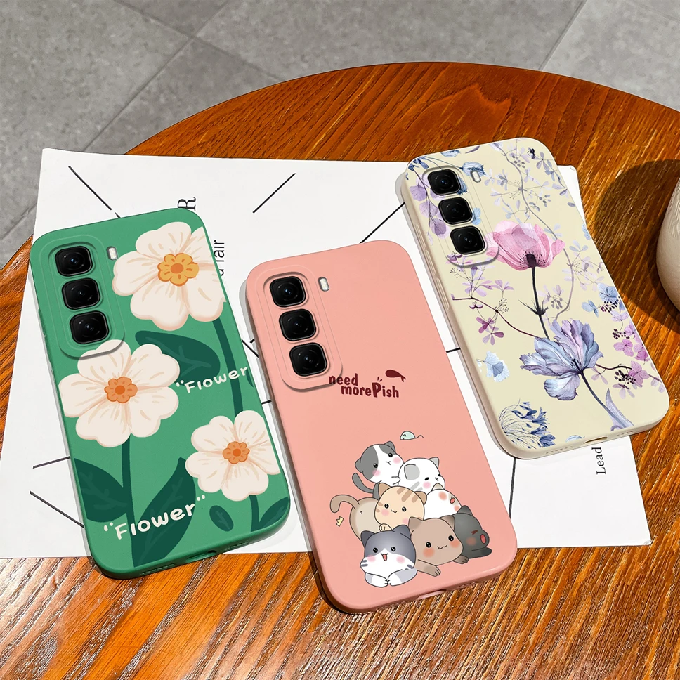 Phone Case For Infinix Hot 50 Pro+ 50i 5G Silicone Shockproof Fashion Flower Back Cover For Infinix Hot50Pro+ 50 i Fundas Bumper