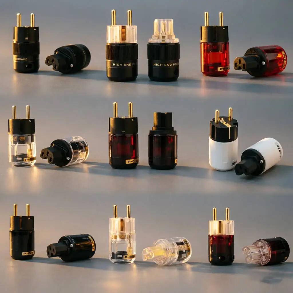 High Quality Schuko EU Power Plug Male Female Power Plug 24K Gold Plated HIFI DIY 029 079 046 078 Premium Audio Grade