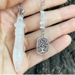 Egyptian Rock Crystal Pendulums for Divination Healing White Clear Quartz Tree Of Life Pendant Spiritual Pendulum Pendulos x243