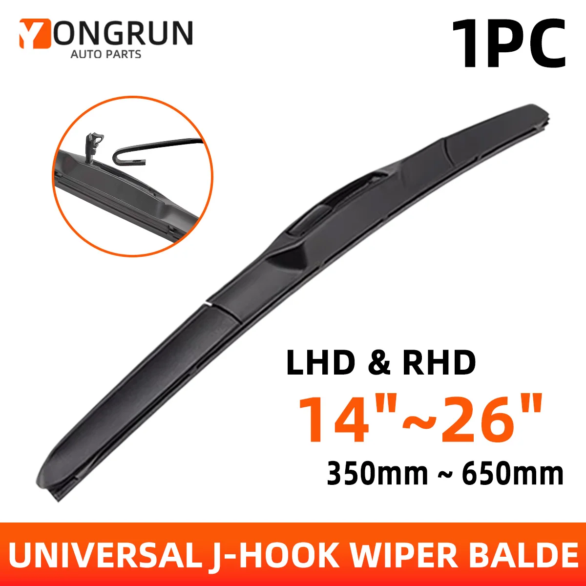 YONGRUN 1PC Wischerblatt 14"16"17"18"19"20"21"22"24"26" Automotive Windschutzscheibe Universal J/U Haken Wischerblatt Dreistufiges Design