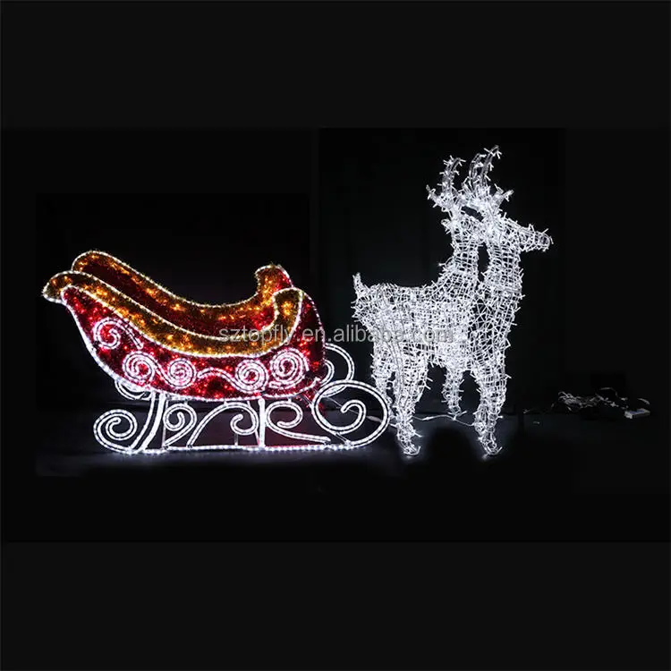 Popular promotional reindeer pattern sled led christmas lights outdoor decoration lamp