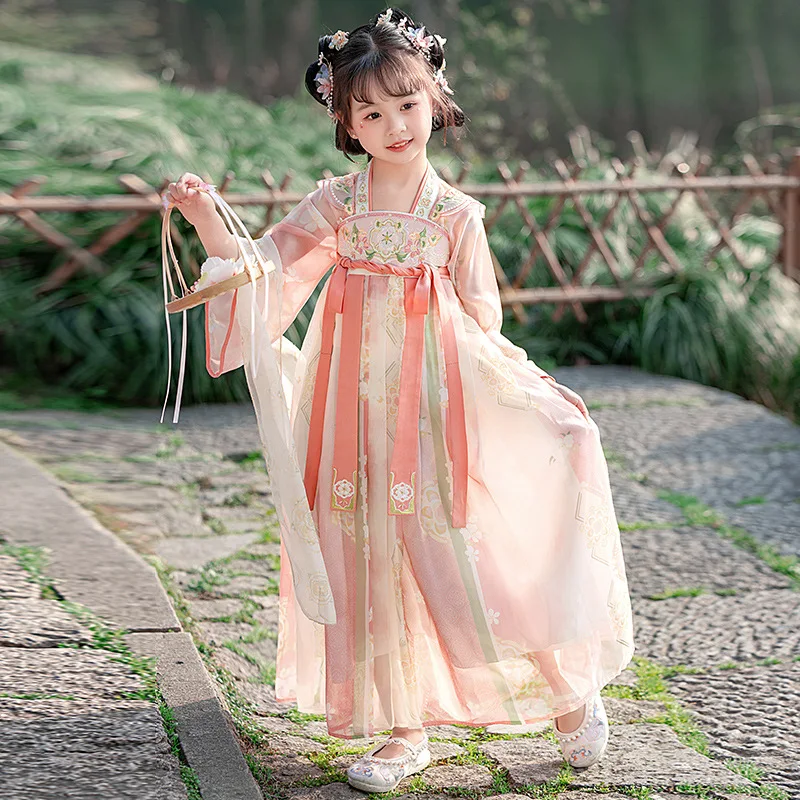 

Princess Spring Summer New Chinese Hanfu Dress Girl Christmas Party Clothing Kids Wedding Dresses Children New Year Costume