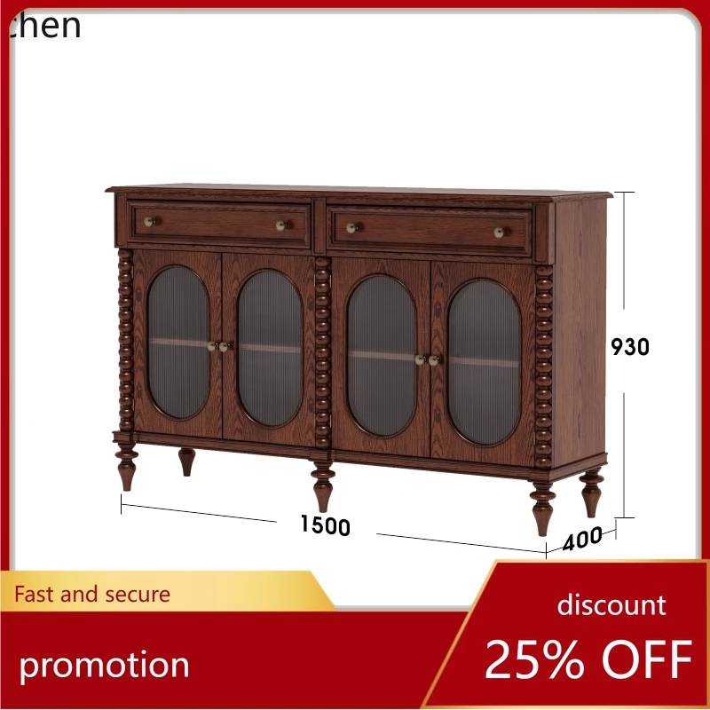 

HT medieval style dining side cabinet against the wall New kitchen cupboard American wall side locker