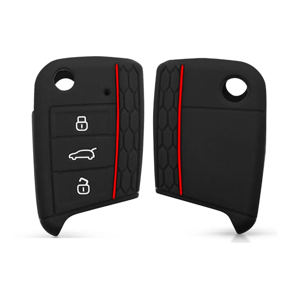 For VW Polo Golf 7 for Skoda Octavia Kodiaq Karoq for SEAT Ateca Leon Key Cover Shell 2016-2018 3 Buttons Silicone Key Fob Case