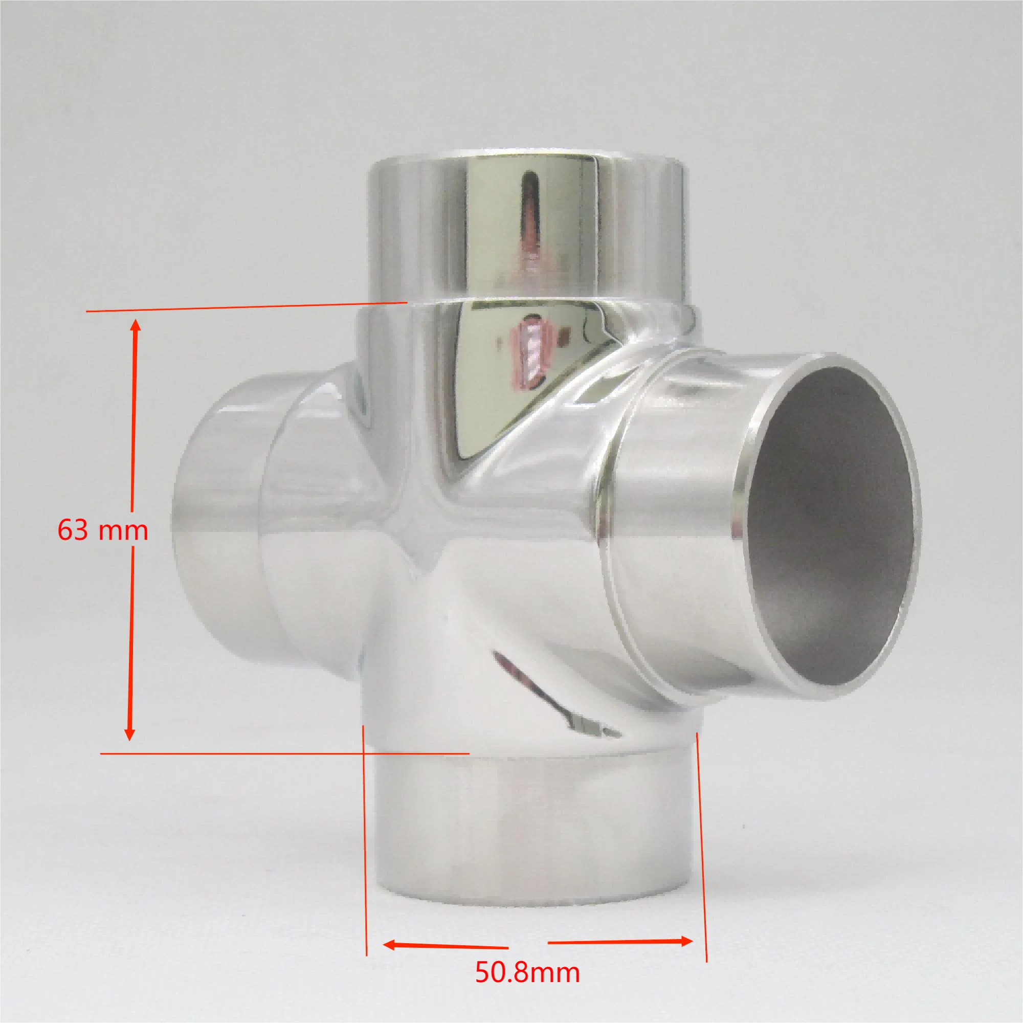 4PCS 316 Stainless Steel 50.8mm Stair Railing Handrail Fitting 4 Way Cross Tube Connector