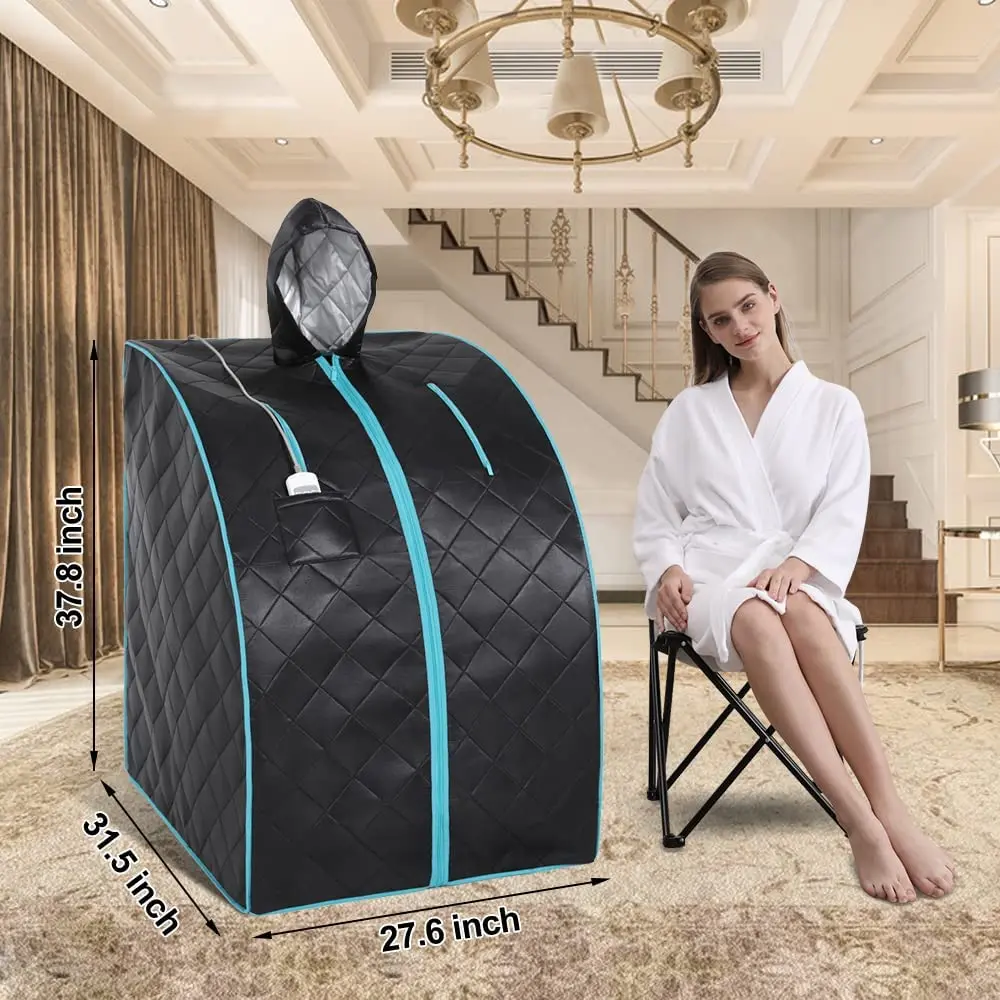 Smartmak Portable Sauna Household with Hat Personal Full Body SPA Tent Separate Heating Foot Pad and Upgraded Chair