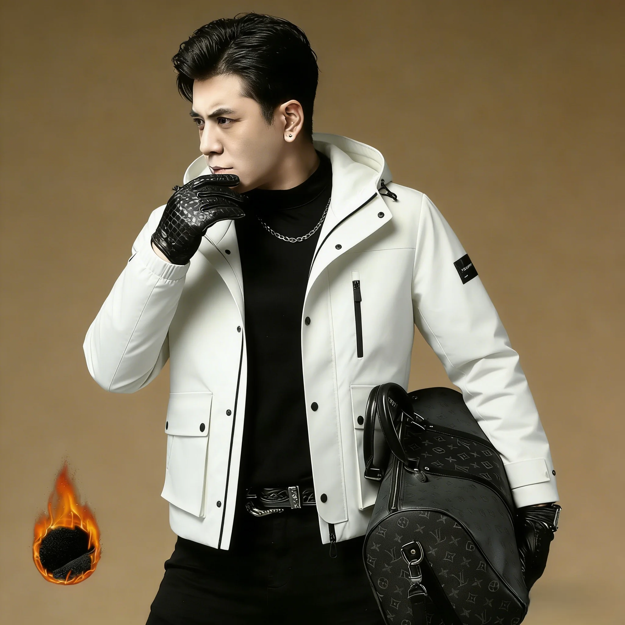 

Мужская утепленная зимняя куртка с капюшоном из пуха, повседневная, для активного отдыха, из полиэстера с композитными волокнами