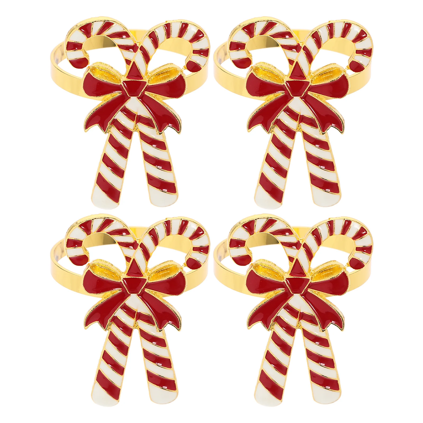 

4pcs Napkin Rings Christmas Alloy Bowknot Design Decorative Tableware Festive Party Dinner Decor Xmas Napkin Holders