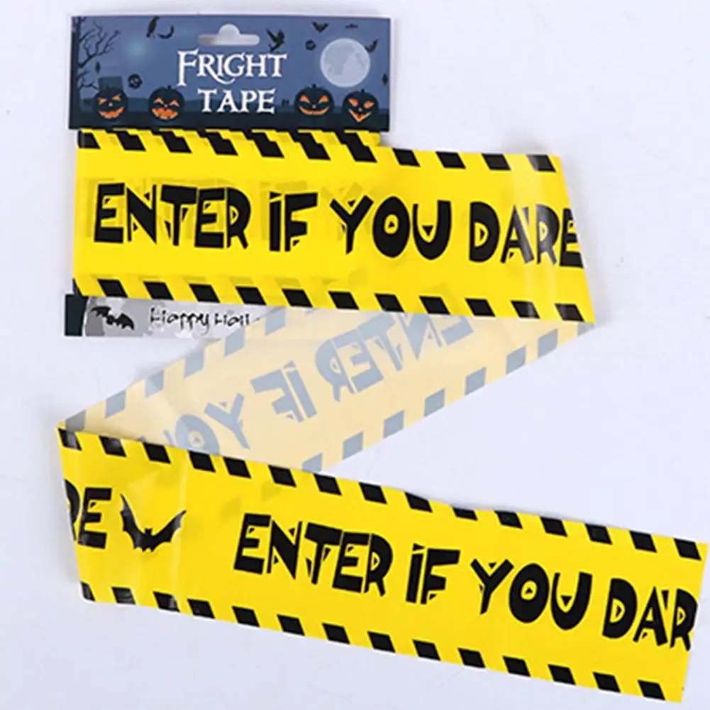 Pe Plastic Warning Tape Spooky Halloween Warning Tape Set with Plastic Skull Head Props for Door Window Wall Tree Gate for Witch