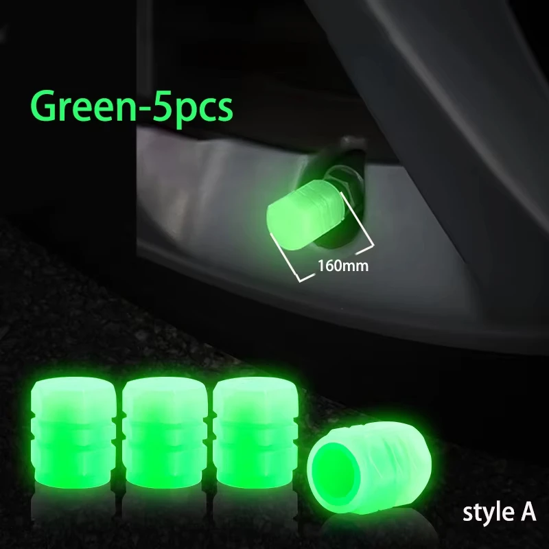 5 قطعة يتوهج في الظلام غطاء صمام سيارة/دراجة نارية/دراجة الإطارات غطاء برغي غطاء رأس واقي منفذ الصمام