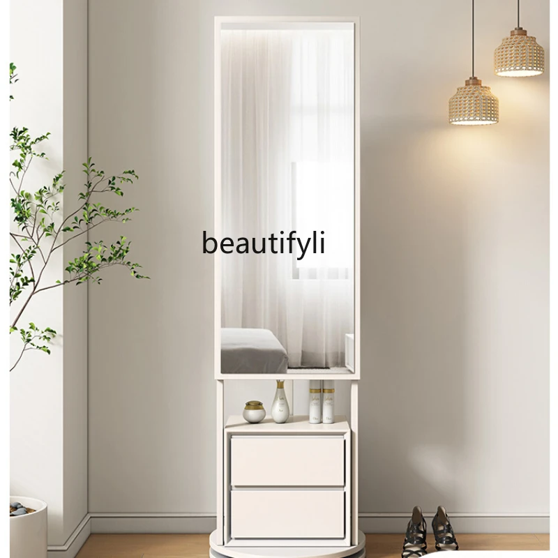 Dressing Mirror Clothes Rack Household Floor Mirror Bedroom Rotating Full-Length Mirror Coat Rack Integrated Full-Length Mirror