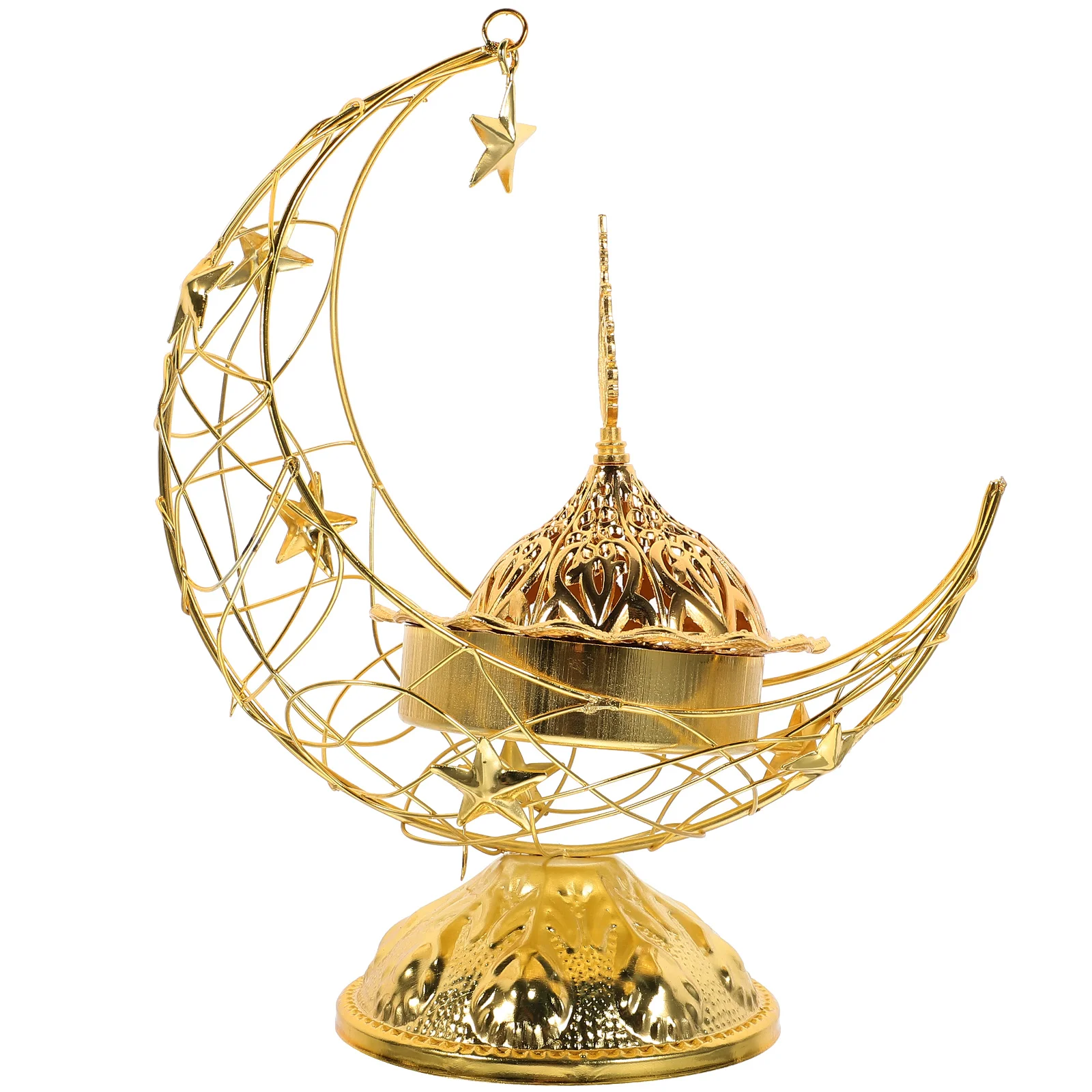 

Vintage Middle Eastern Incense Burner Elegant Moon Shape Censer for Home Decor Festive Indoor Use Stable Metal Handheld