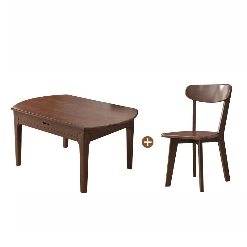 

Modern simple small apartment solid wood telescopic folding multi-functional square and round dual-purpose dining table