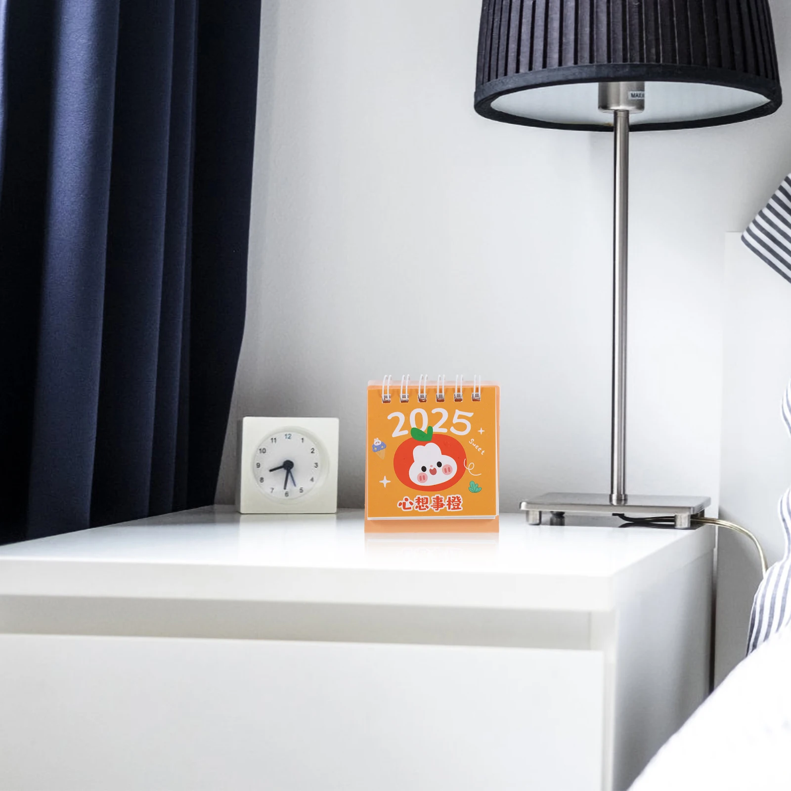 

Mini Desk Calendar 2024-2025 July To December Orange Standing Flip Desktop Calendar Twin Wire Binding Kawaii Daily Planner