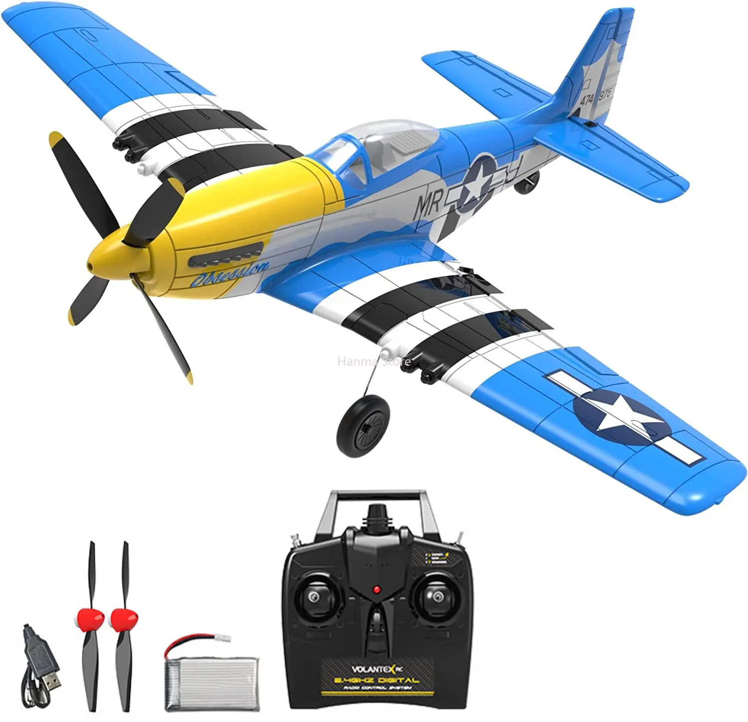 

P51D RC Plane 2.4G 4CH 6-Axis EPP 400mm P51D Mustang RTF Airplane One-key Aerobatic RC Glider Aircraft Toys Gifts