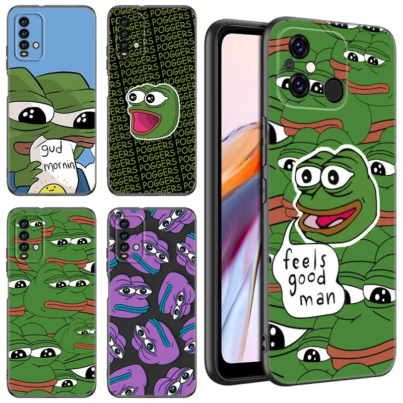 Sad Frog P-Pepe Black Phone Case For Xiaomi Redmi 11 Prime 11A 12C 13C A1 A2 + A3 12 4G 10 13R 5G 9A 10A 9C 10C 9i 12R Note 9T